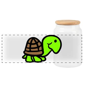 turtle cute smiling happy funny - Panoramic Cookie Jar with Wooden Lid - white - Front