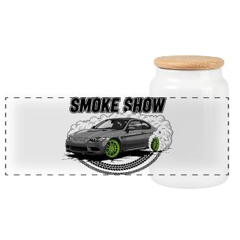 Smoke Show - Panorama Keksdose mit Holzdeckel - Weiß - Vorne
