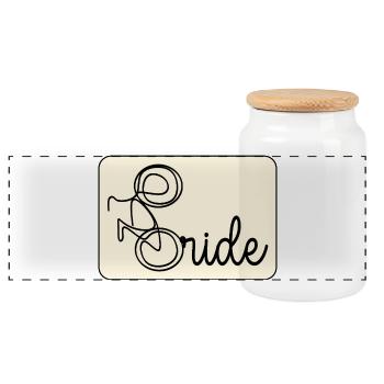 WEDDING CYCLING BIKE BRIDE HEN PARTY - Panoramic Cookie Jar with Wooden Lid - white - Front