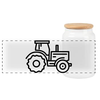 Traktor - Panorama Keksdose mit Holzdeckel - Weiß - Vorne
