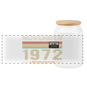 November 1972 Vintage Birthday Retro Tee - Boîte à biscuits avec couvercle en bois - blanc - Devant