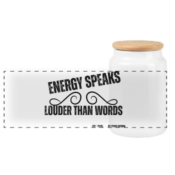 L’énergie parle plus fort que les mots - Boîte à biscuits avec couvercle en bois - blanc - Devant