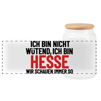 Ich bin nicht wütend - ich bin Hesse - Panorama Keksdose mit Holzdeckel - Weiß - Vorne