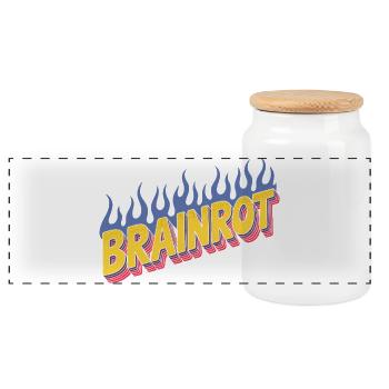 Brainrot - Funny Memes - Panoramic Cookie Jar with Wooden Lid - white - Front