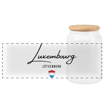 Design élégant Luxembourg, fierté luxembourgeoise - Boîte à biscuits avec couvercle en bois - blanc - Devant