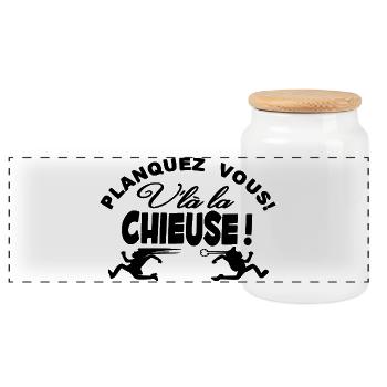 Planquez vous voilà la Chieuse Humour - Boîte à biscuits avec couvercle en bois - blanc - Devant