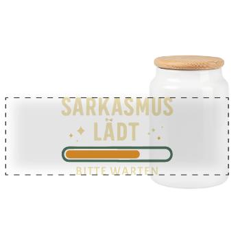 Sarkasmus lädt - Bitte warten - Panorama Keksdose mit Holzdeckel - Weiß - Vorne