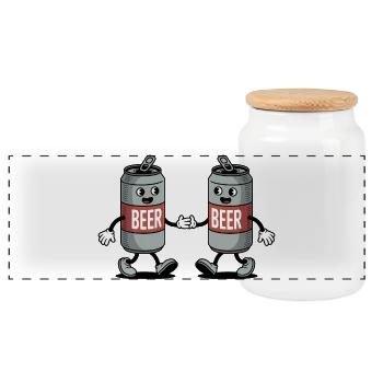Câlin de canette de bière - T-shirt drôle - Boîte à biscuits avec couvercle en bois - blanc - Devant