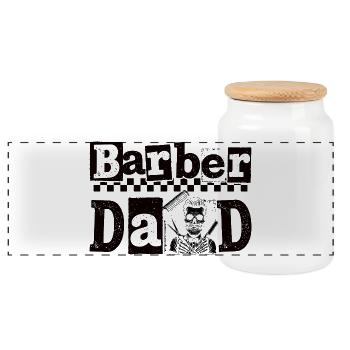 Vintage Barber Papa Barbier Coiffeur - Boîte à biscuits avec couvercle en bois - blanc - Devant