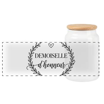 Chic design bridesmaid for bachelorette party wedding - Panoramic Cookie Jar with Wooden Lid - white - Front
