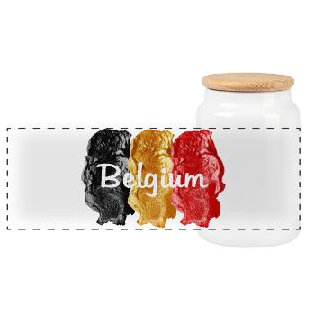 Drapeau belge - Boîte à biscuits avec couvercle en bois - blanc - Devant