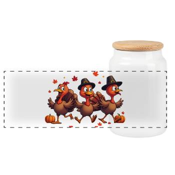 Bébé dinde de Thanksgiving - Boîte à biscuits avec couvercle en bois - blanc - Devant