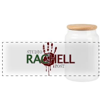 Studio RacHell Post - Panoramic Cookie Jar with Wooden Lid - white - Front
