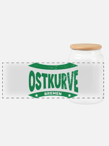 Bremen Stadion Ostkurve Hoodie, Grün-Weiße FOREVER - Panorama Keksdose mit Holzdeckel - Weiß