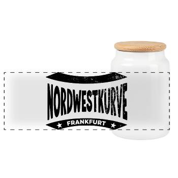 Frankfurt Nordwestkurve Hoodie, schwarz - Panorama Keksdose mit Holzdeckel - Weiß - Vorne