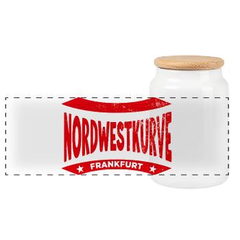 Frankfurt Nordwestkurve Hoodie, Rot, Adlerpower  - Panorama Keksdose mit Holzdeckel - Weiß - Vorne