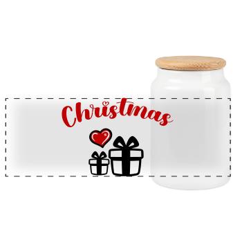 Noël - Boîte à biscuits avec couvercle en bois - blanc - Devant