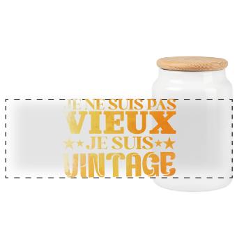 Vintage Vieux Cadeau Anniversaire Papa Grand Père - Boîte à biscuits avec couvercle en bois - blanc - Devant