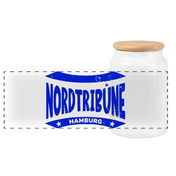 Hamburg North Stand Hoodie – Real Fan Heart - Panoramic Cookie Jar with Wooden Lid - white - Front