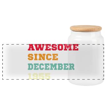 1955 Décembre Vintage Cadeau d’anniversaire - Boîte à biscuits avec couvercle en bois - blanc - Devant