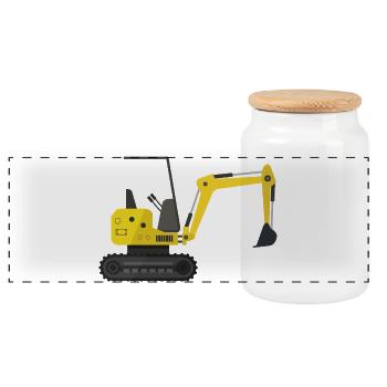 Bagger - Panorama Keksdose mit Holzdeckel - Weiß - Vorne