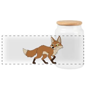 Renard de dessins animés déterminé - Boîte à biscuits avec couvercle en bois - blanc - Devant