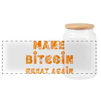 Make Bitcoin Great Again - Panoramic Cookie Jar with Wooden Lid - white - Front
