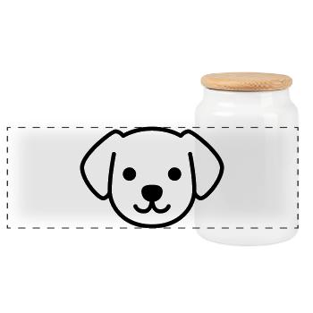 Face de chiot - Boîte à biscuits avec couvercle en bois - blanc - Devant