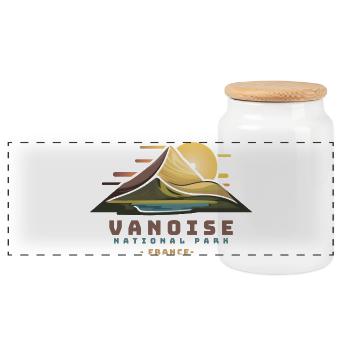 Teide Teneriffa, Kanarische Inseln Vulkan-Souvenirgeschenk - Panorama Keksdose mit Holzdeckel - Weiß - Vorne