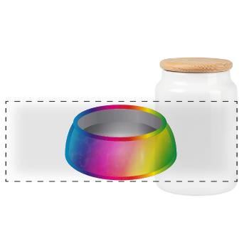Motif de bol alimentaire arc-en-ciel pour animaux de compagnie - Boîte à biscuits avec couvercle en bois - blanc - Devant