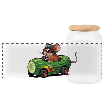 Mouse Racer Caisse de Sapon Courses de Concombre Sports - Boîte à biscuits avec couvercle en bois - blanc - Devant
