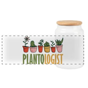 Garden & Plant Lovers Gifts - Panoramic Cookie Jar with Wooden Lid - white - Front