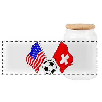 Football Suisse vs USA - Boîte à biscuits avec couvercle en bois - blanc - Devant