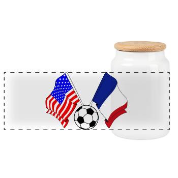 Football France vs USA - Boîte à biscuits avec couvercle en bois - blanc - Devant