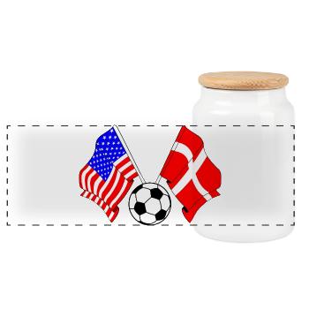 Football Danemark vs États-Unis - Boîte à biscuits avec couvercle en bois - blanc - Devant