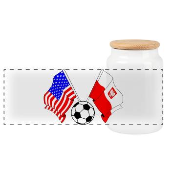 Football Pologne vs États-Unis - Boîte à biscuits avec couvercle en bois - blanc - Devant