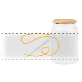 Golden Thread Needle Ornament - Panoramic Cookie Jar with Wooden Lid - white - Front