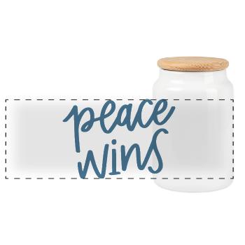 Frieden gewinnt Handlettering - Panorama Keksdose mit Holzdeckel - Weiß - Vorne
