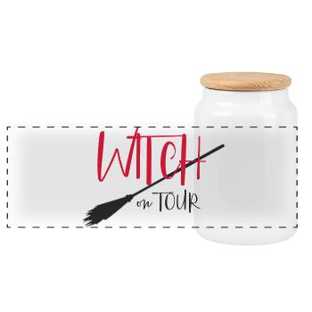 Logo de la Sorcière en tournée - Boîte à biscuits avec couvercle en bois - blanc - Devant