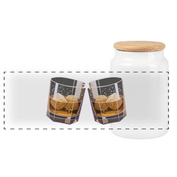 Sons de verre à whisky - Boîte à biscuits avec couvercle en bois - blanc - Devant