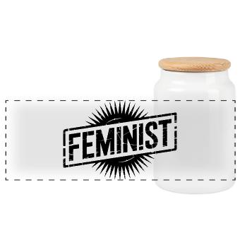 Feminist - Feminism Logo T-Shirt - Panorama Keksdose mit Holzdeckel - Weiß - Vorne