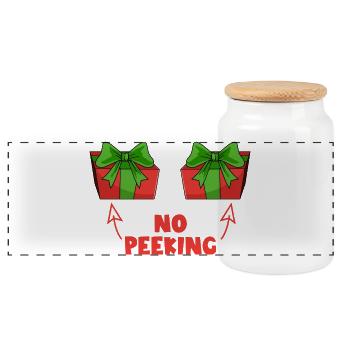 Ne regarde pas! Cadeau de Noël coquin ! Regardez - Boîte à biscuits avec couvercle en bois - blanc - Devant