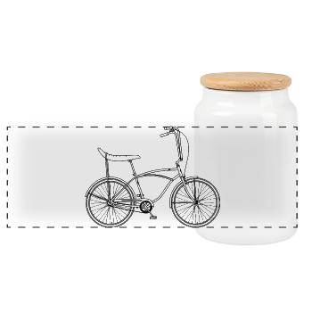 Bonanza Cult Bike – Urban Retro Design - Panoramic Cookie Jar with Wooden Lid - white - Front