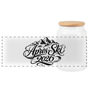 Apres Ski 2026 - Panorama Keksdose mit Holzdeckel - Weiß - Vorne