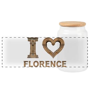 FLORENCE – Renaissance Stone Lettering - Panorama Keksdose mit Holzdeckel - Weiß - Vorne