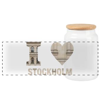 I Love Stockholm – Nordic Architectural Design - Panorama Keksdose mit Holzdeckel - Weiß - Vorne