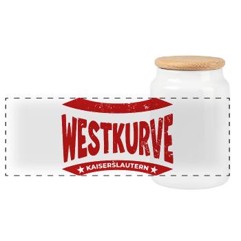 Sweat à capuche Westkurve du stade de Kaiserslautern, maillot - Boîte à biscuits avec couvercle en bois - blanc - Devant