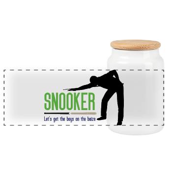 Snooker - Let's get the.boys on the baize - Panoramic Cookie Jar with Wooden Lid - white - Front
