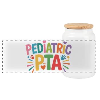 Pediatric PTA Logo - Kids Edition - Panorama Keksdose mit Holzdeckel - Weiß - Vorne