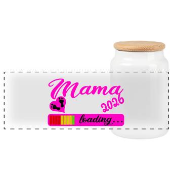 Mom 2026 - Panoramic Cookie Jar with Wooden Lid - white - Front